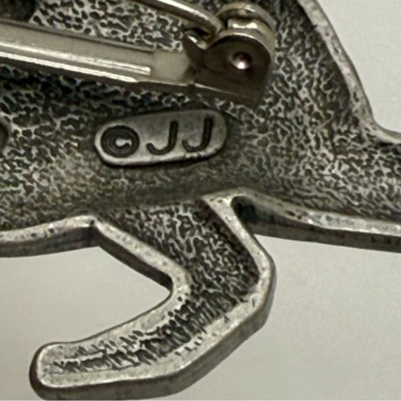 Vintage JJ Jonette Christmas Cat Thief Present Silver Tone Brooch Pin Signed - Picture 5 of 9